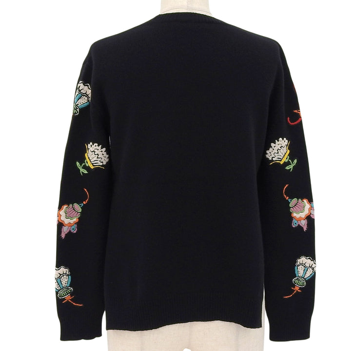 Great VALENTINO knit Floral embroidery appliqué black wool Women XS NB0KC26Y3MC