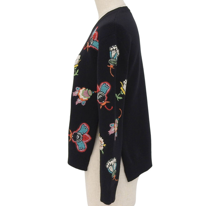 Great VALENTINO knit Floral embroidery appliqué black wool Women XS NB0KC26Y3MC