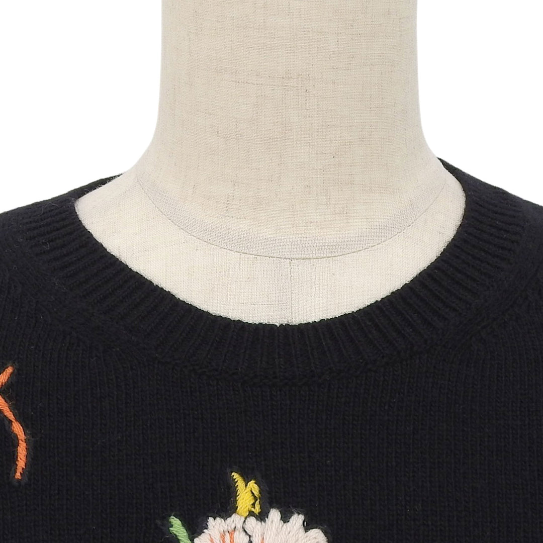 Great VALENTINO knit Floral embroidery appliqué black wool Women XS NB0KC26Y3MC