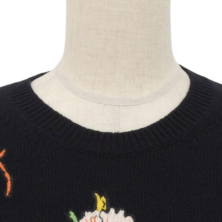 Great VALENTINO knit Floral embroidery appliqué black wool Women XS NB0KC26Y3MC