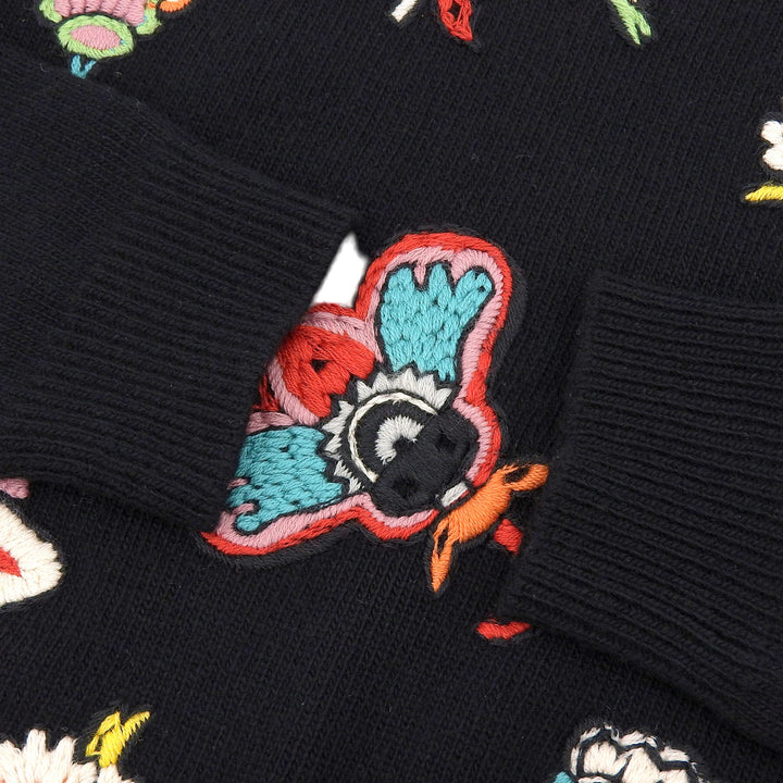 Great VALENTINO knit Floral embroidery appliqué black wool Women XS NB0KC26Y3MC