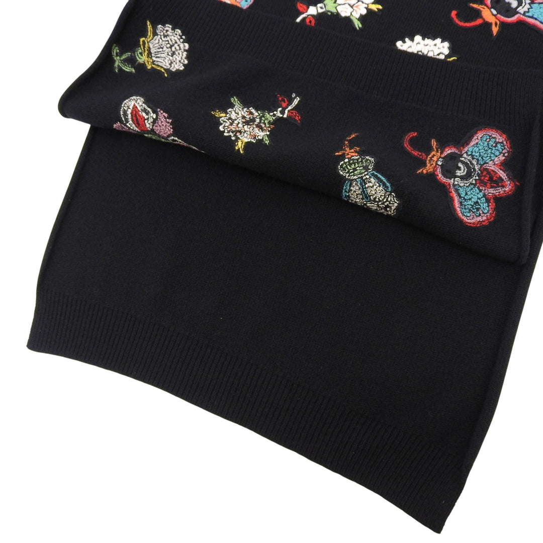 Great VALENTINO knit Floral embroidery appliqué black wool Women XS NB0KC26Y3MC