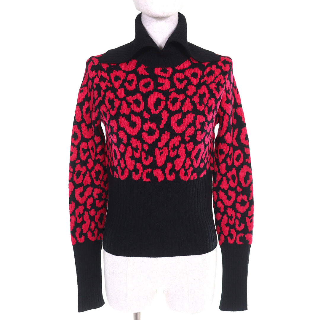 Great Christian Dior knit Leopard Pattern Slim Fit cashmere 40 144S53AM067