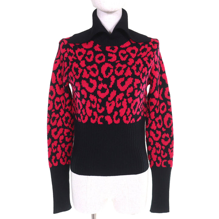 Great Christian Dior knit Leopard Pattern Slim Fit cashmere 40 144S53AM067