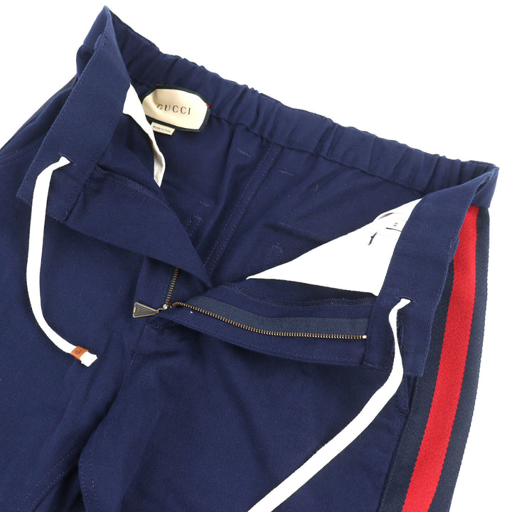 Discounted Great GUCCI Pants Logo patch track pants Navy cotton mens 44 696755