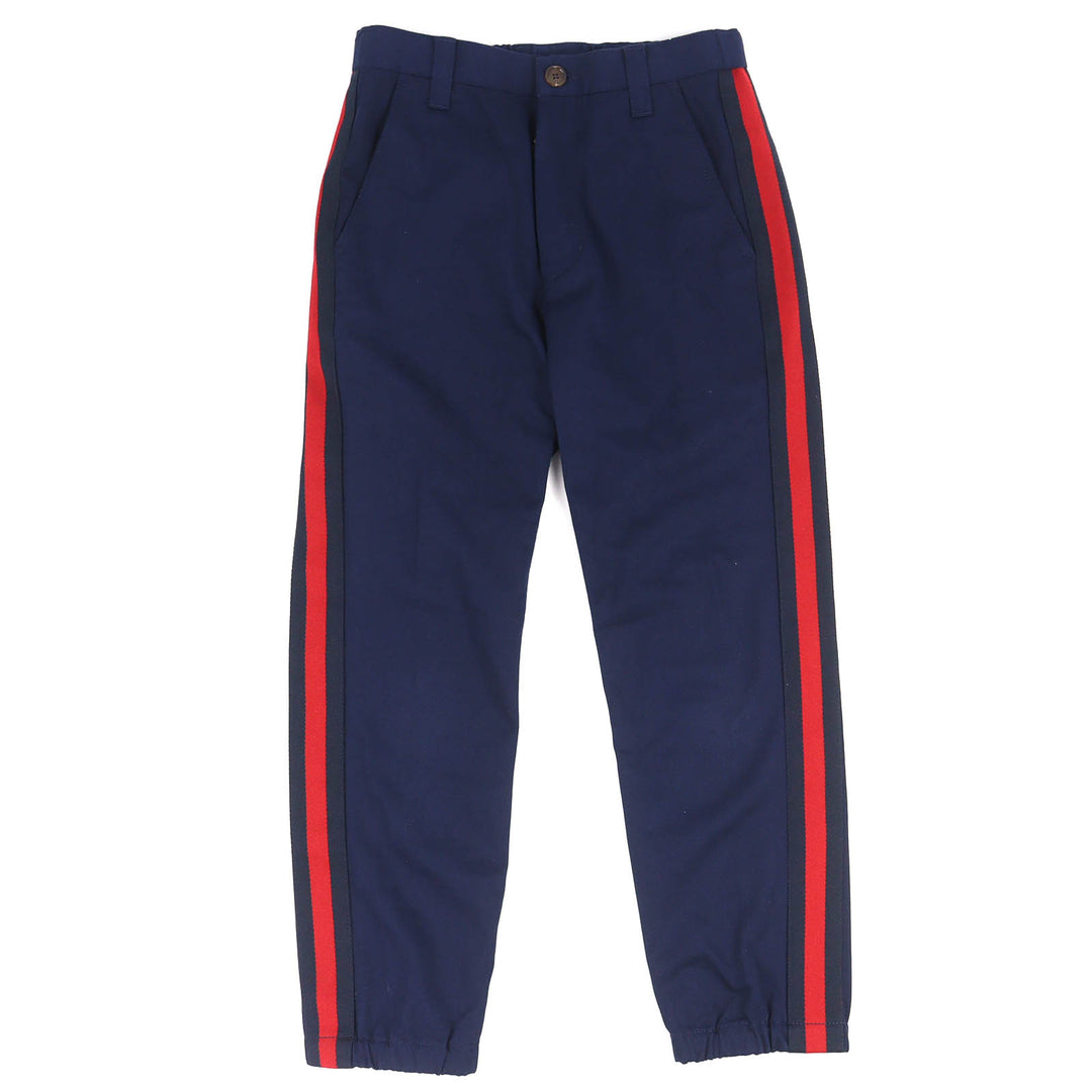 Discounted Great GUCCI Pants Logo patch track pants Navy cotton mens 44 696755