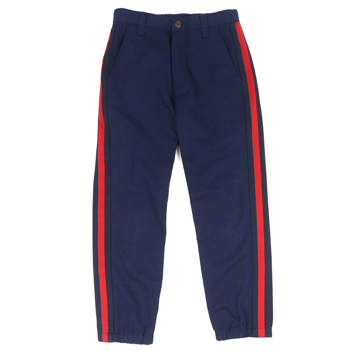 Discounted Great GUCCI Pants Logo patch track pants Navy cotton mens 44 696755