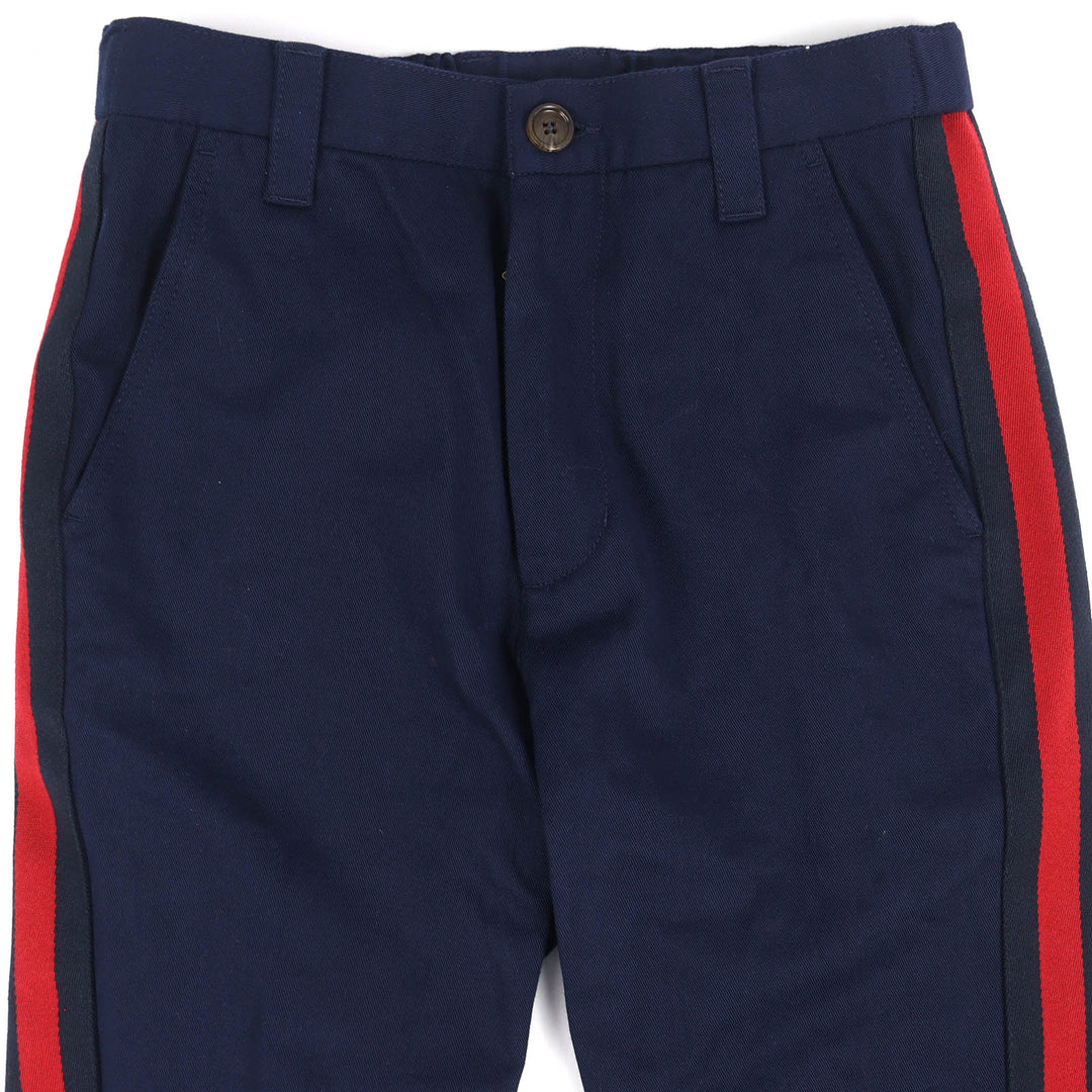 Discounted Great GUCCI Pants Logo patch track pants Navy cotton mens 44 696755