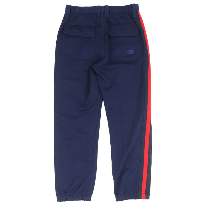 Discounted Great GUCCI Pants Logo patch track pants Navy cotton mens 44 696755