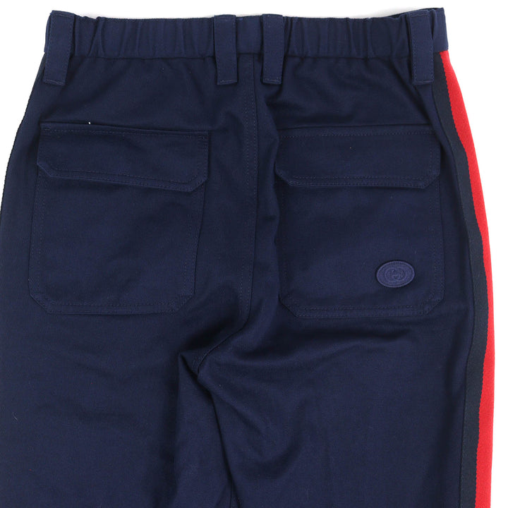 Discounted Great GUCCI Pants Logo patch track pants Navy cotton mens 44 696755