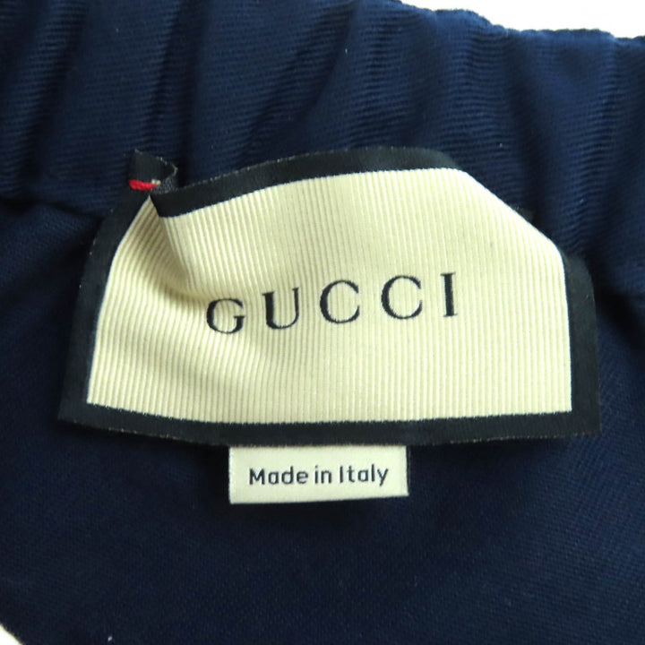 Discounted Great GUCCI Pants Logo patch track pants Navy cotton mens 44 696755