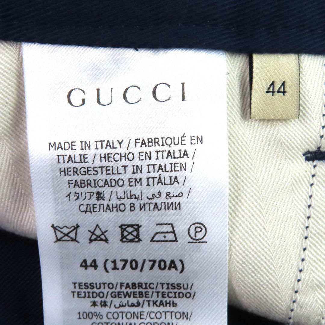 Discounted Great GUCCI Pants Logo patch track pants Navy cotton mens 44 696755