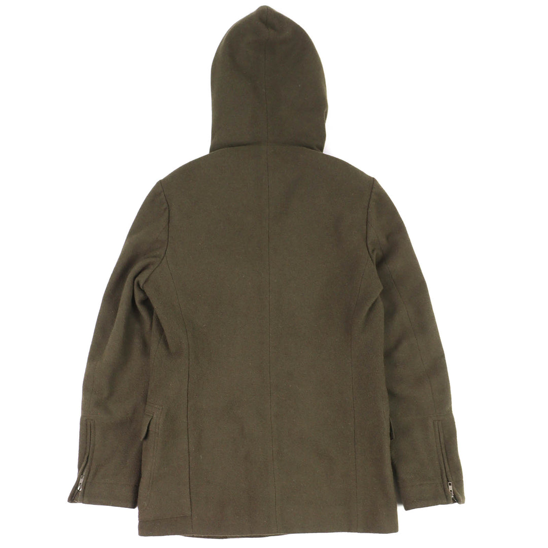 Great GROUND Y coat Wool gabardine hooded double jacket khaki wool 3 GJ-C09-102