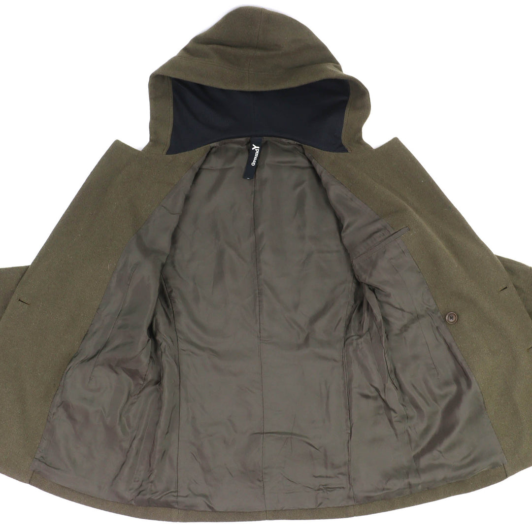 Great GROUND Y coat Wool gabardine hooded double jacket khaki wool 3 GJ-C09-102