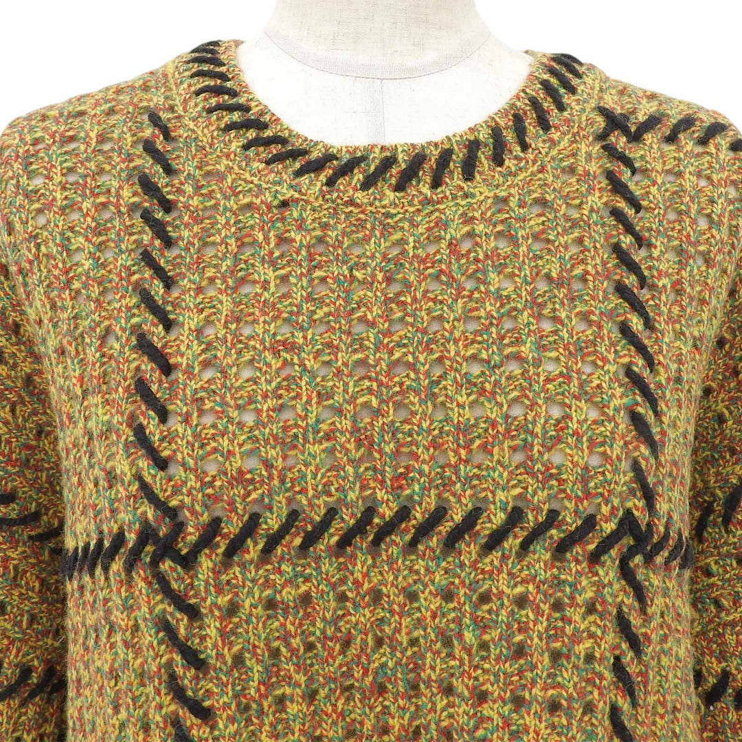 Excellent Supreme knit Quilt Stitch Sweter Quilted Stitch Sweater Multi wool XL