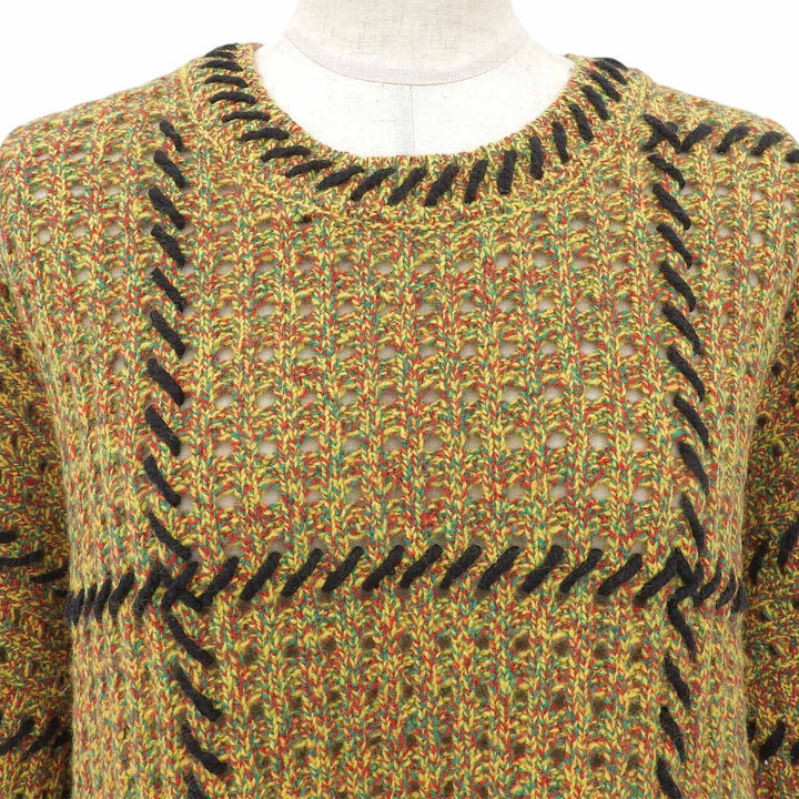 Excellent Supreme knit Quilt Stitch Sweter Quilted Stitch Sweater Multi wool XL