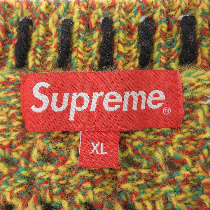 Excellent Supreme knit Quilt Stitch Sweter Quilted Stitch Sweater Multi wool XL