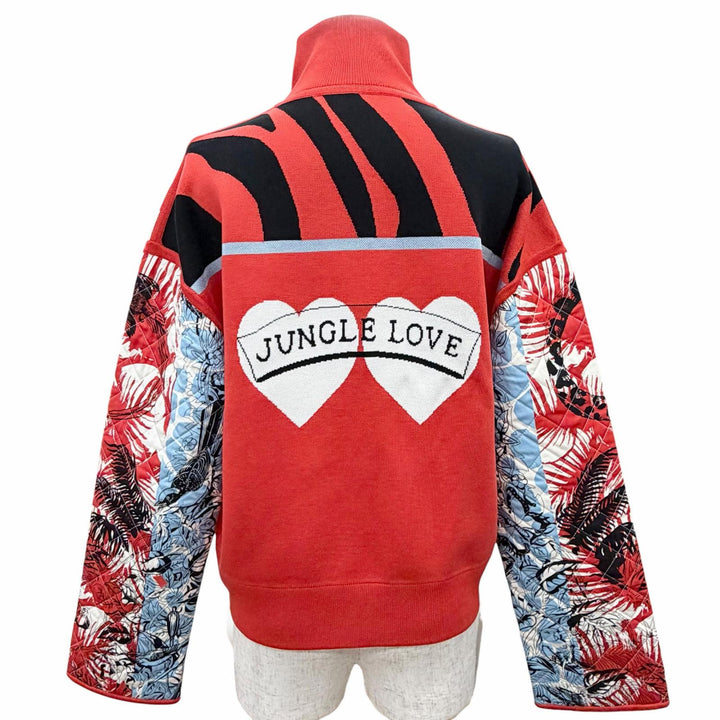 Excellent HERMES Jacket JUNGLE LOVE Heart motif knit jacket 36 3E2817D3