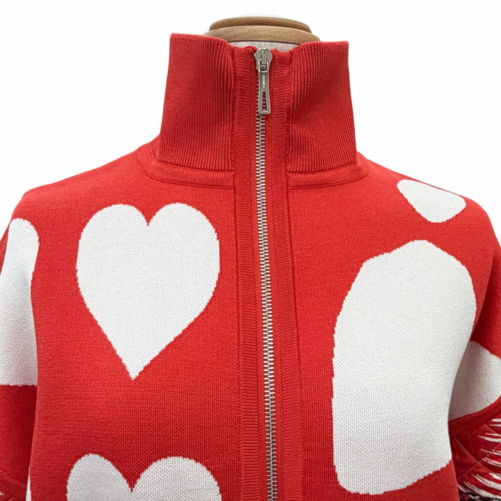 Excellent HERMES Jacket JUNGLE LOVE Heart motif knit jacket 36 3E2817D3