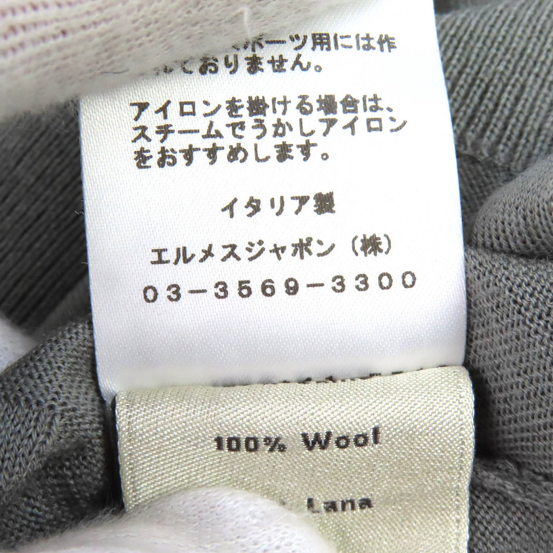 Excellent HERMES Short sleeve knit Equestrian Fragments Crew neck gray wool XL