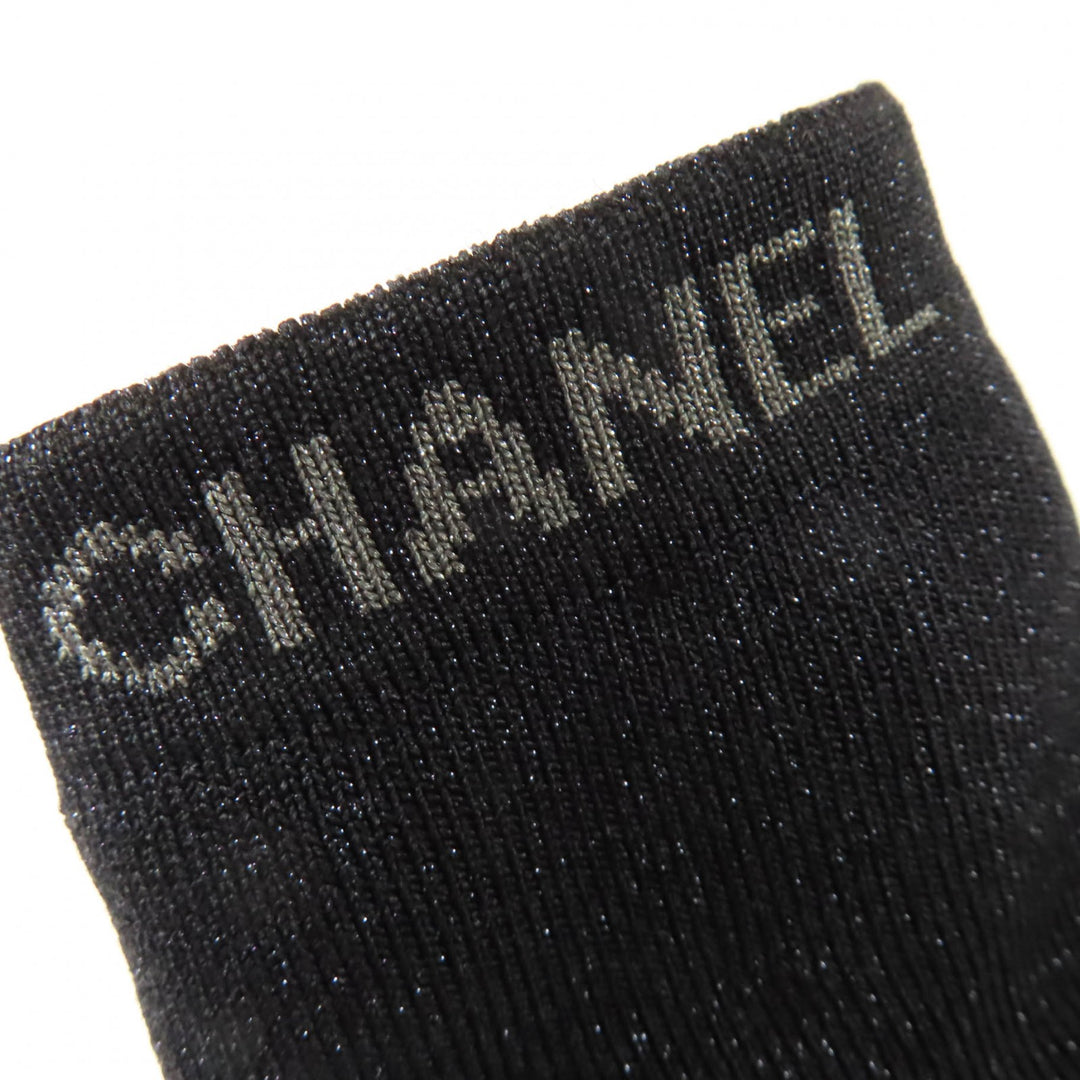 Excellent CHANEL boots Logo-emblazoned patent leather sock boots black 34.5