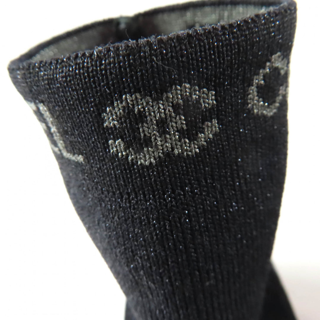 Excellent CHANEL boots Logo-emblazoned patent leather sock boots black 34.5