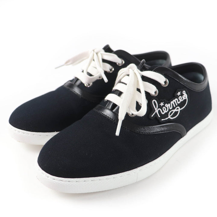 Great HERMES Low cut sneakers Innocent Lace-up shoes with logo patch black 36.5