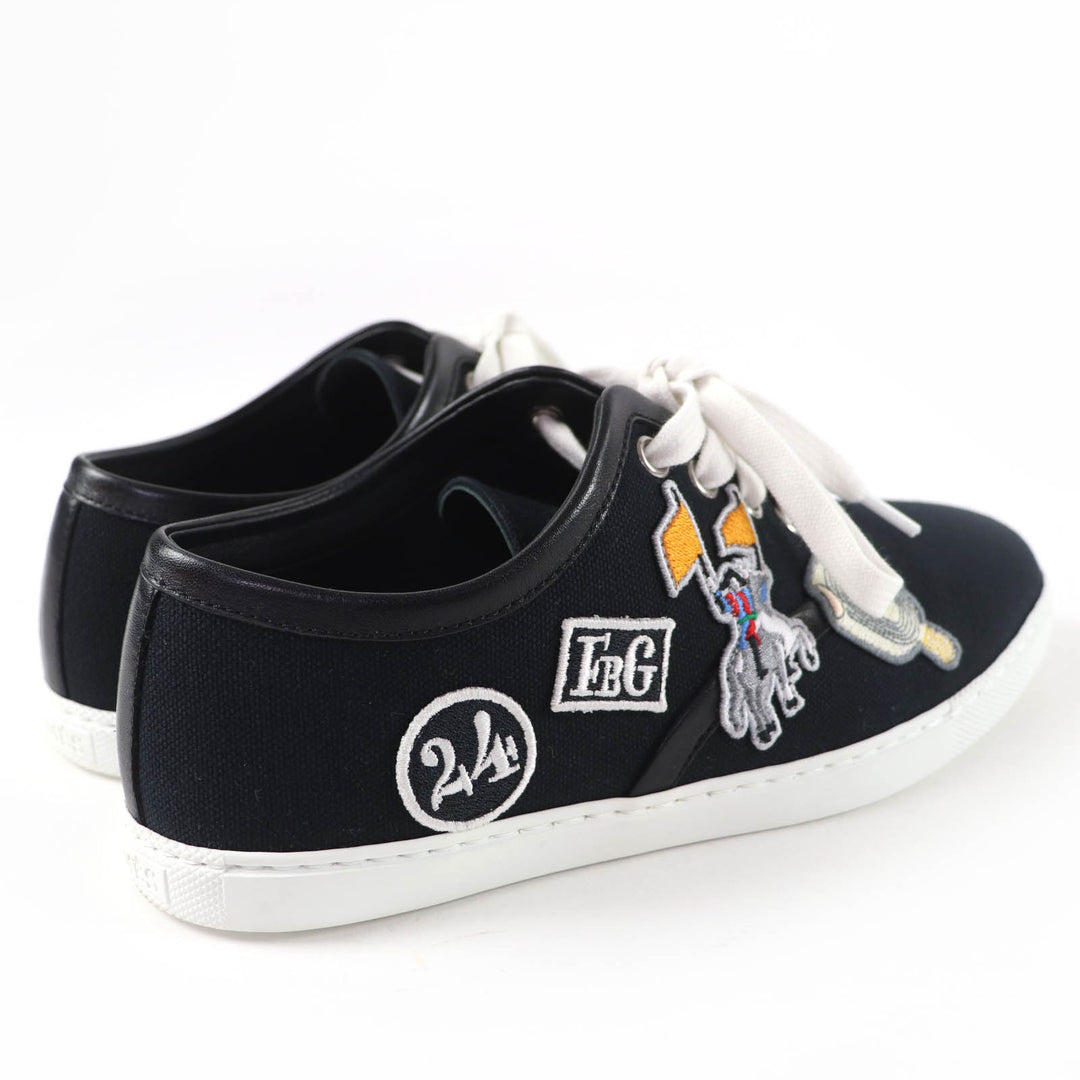 Great HERMES Low cut sneakers Innocent Lace-up shoes with logo patch black 36.5