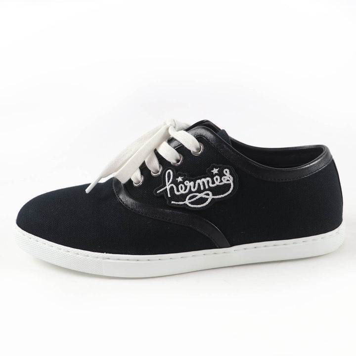 Great HERMES Low cut sneakers Innocent Lace-up shoes with logo patch black 36.5