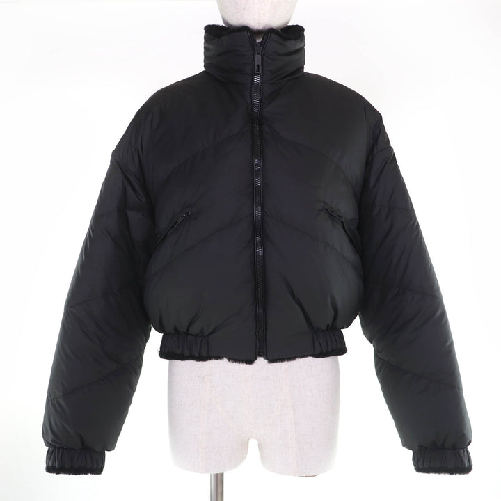 Pristine HERMES Down jacket Reversible lambskin shearling cropped pants black 38