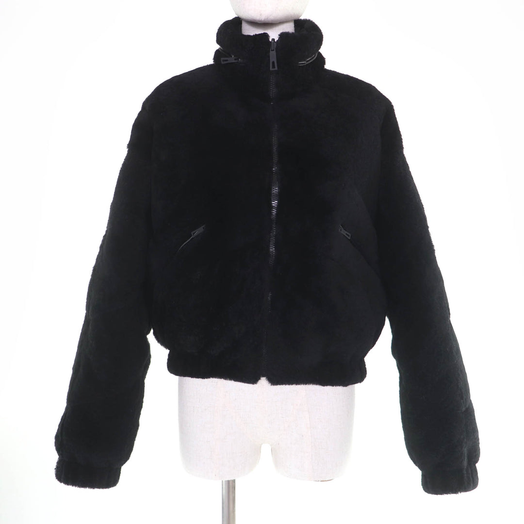 Pristine HERMES Down jacket Reversible lambskin shearling cropped pants black 38