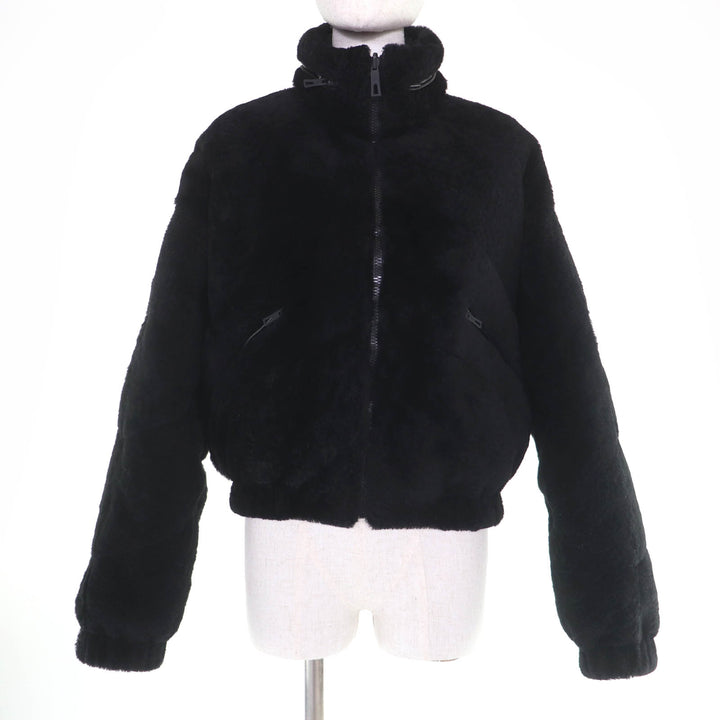 Pristine HERMES Down jacket Reversible lambskin shearling cropped pants black 38