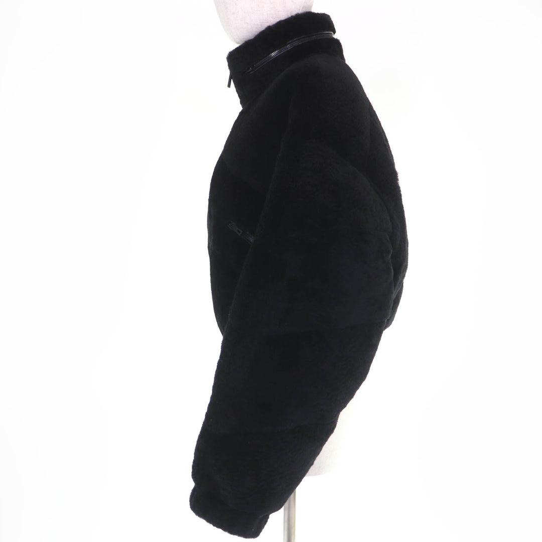 Pristine HERMES Down jacket Reversible lambskin shearling cropped pants black 38