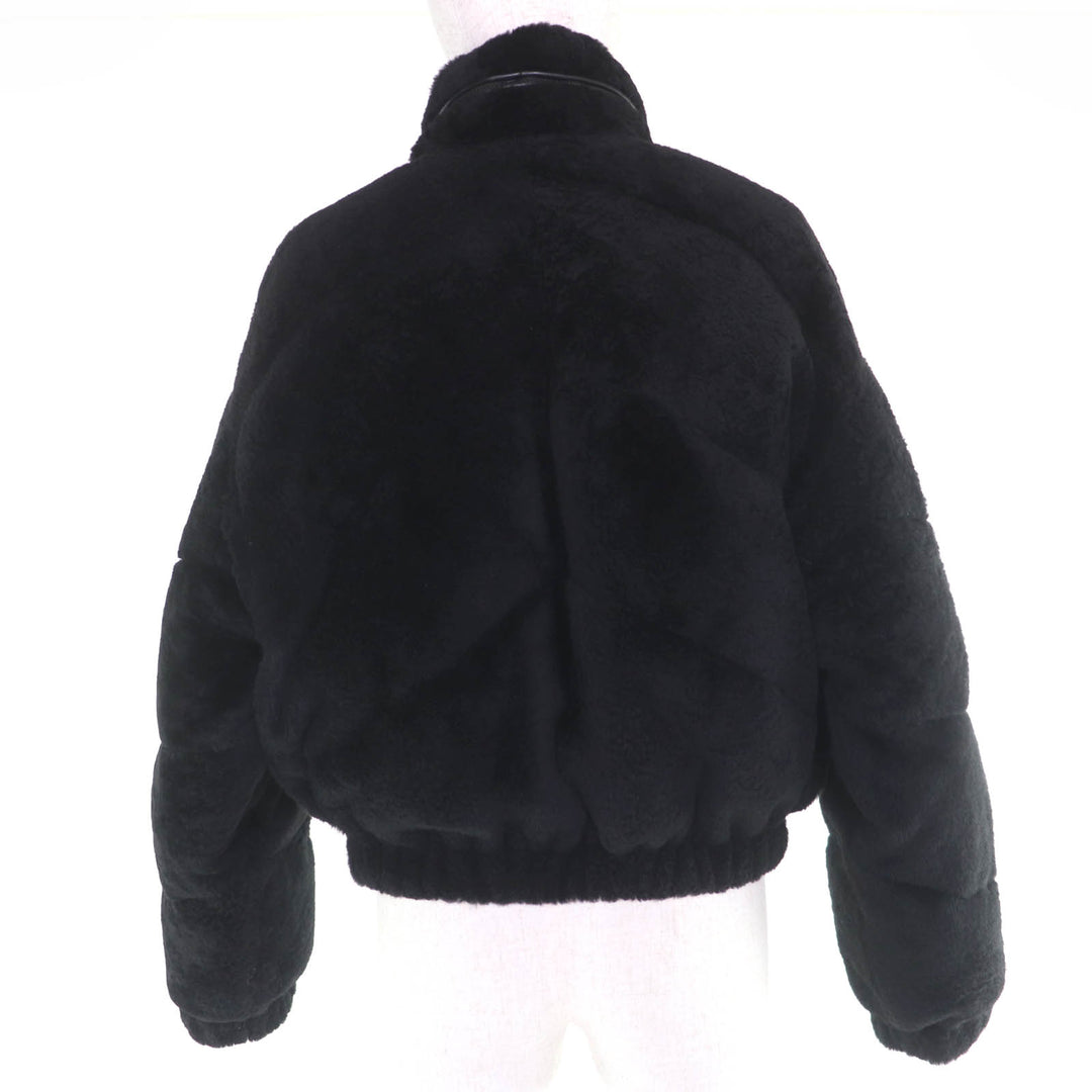 Pristine HERMES Down jacket Reversible lambskin shearling cropped pants black 38