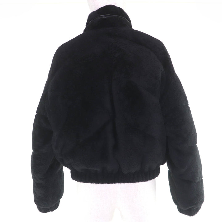 Pristine HERMES Down jacket Reversible lambskin shearling cropped pants black 38