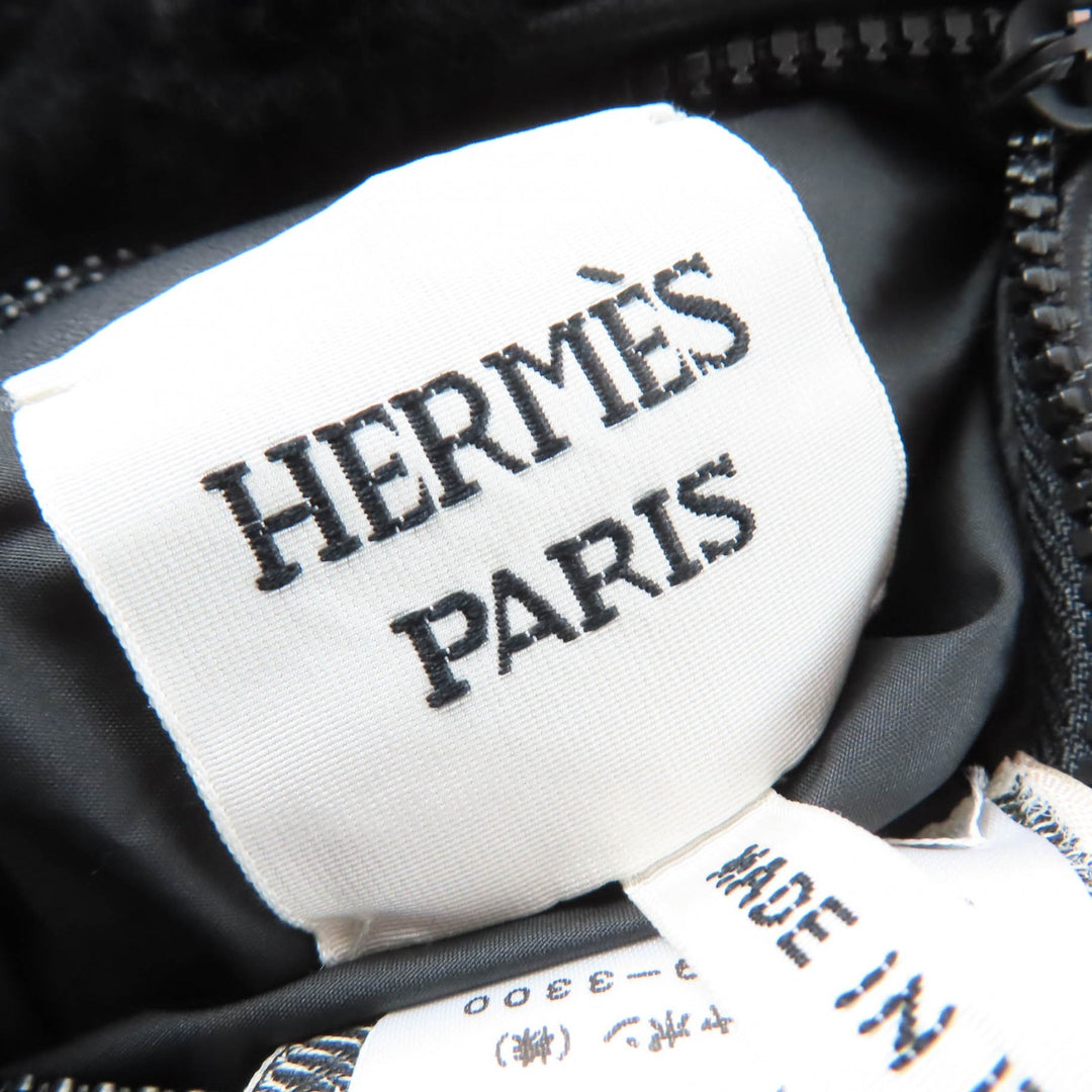 Pristine HERMES Down jacket Reversible lambskin shearling cropped pants black 38