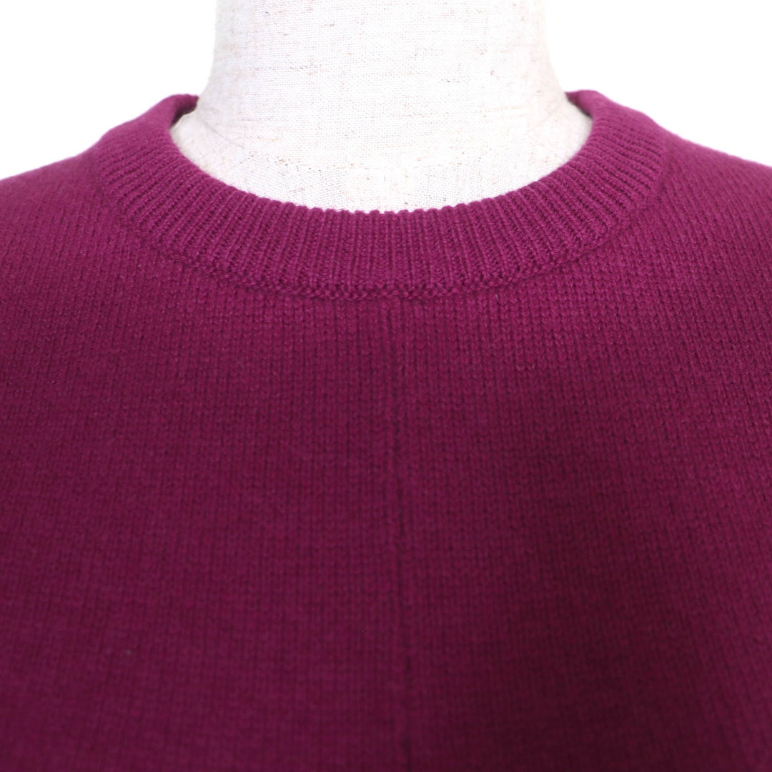 Great HERMES Short sleeve knit H Logo Metal purple cashmere Women 34