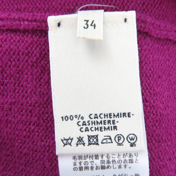 Great HERMES Short sleeve knit H Logo Metal purple cashmere Women 34