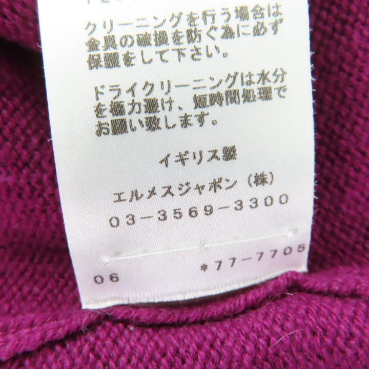 Great HERMES Short sleeve knit H Logo Metal purple cashmere Women 34