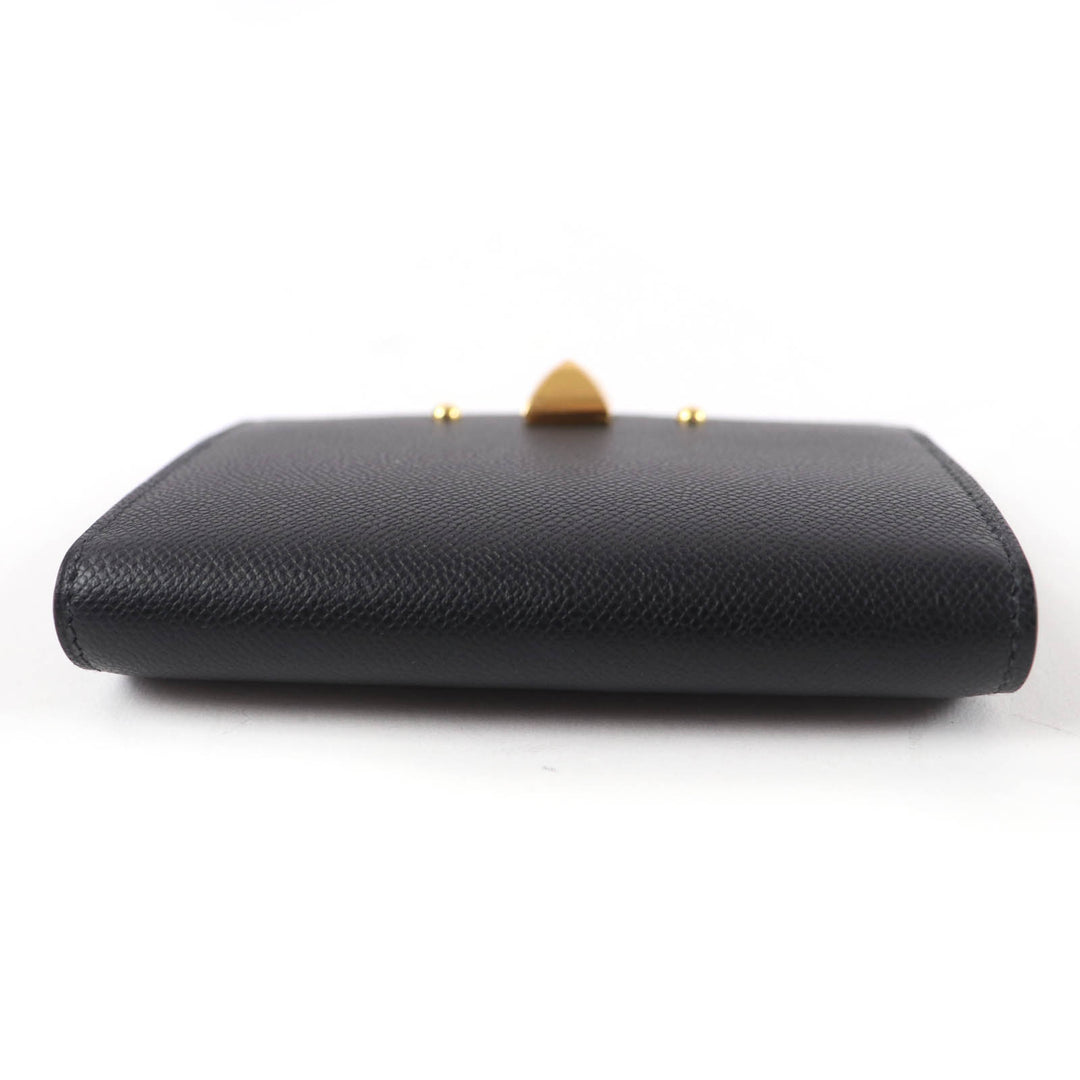 Pristine HERMES Card Case Medall Card Case Medor Metal black Vaugham Leather