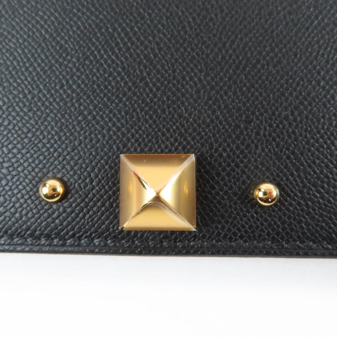 Pristine HERMES Card Case Medall Card Case Medor Metal black Vaugham Leather