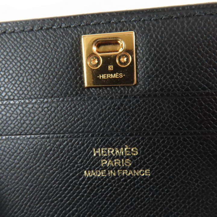 Pristine HERMES Card Case Medall Card Case Medor Metal black Vaugham Leather
