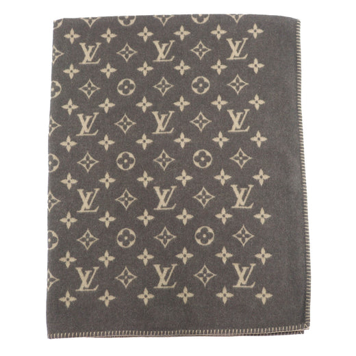 Excellent LOUIS VUITTON Pred Neo Monogram Blanket throw Brown wool Women M70439