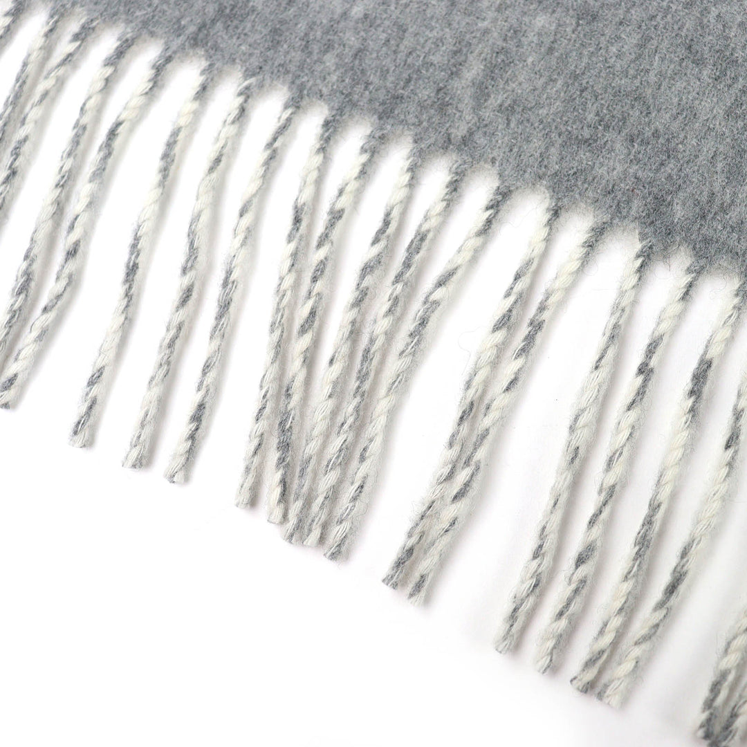 Excellent HERMES shawl Logo embroidered double-faced fringe cashmere H259130S