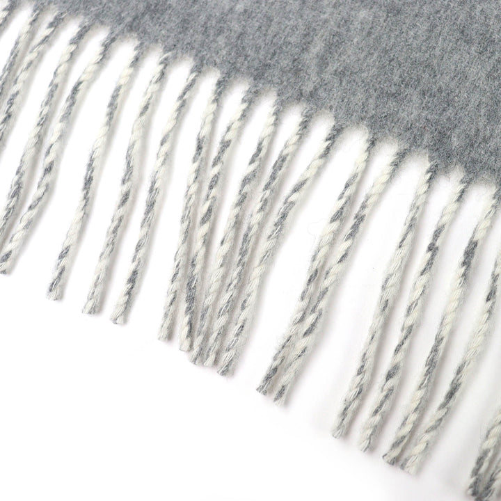 Excellent HERMES shawl Logo embroidered double-faced fringe cashmere H259130S