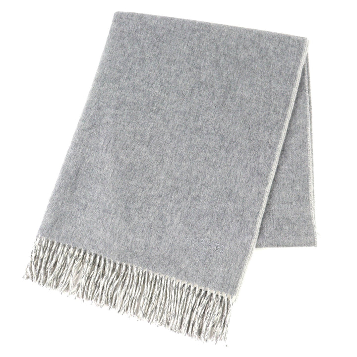 Excellent HERMES shawl Logo embroidered double-faced fringe cashmere H259130S