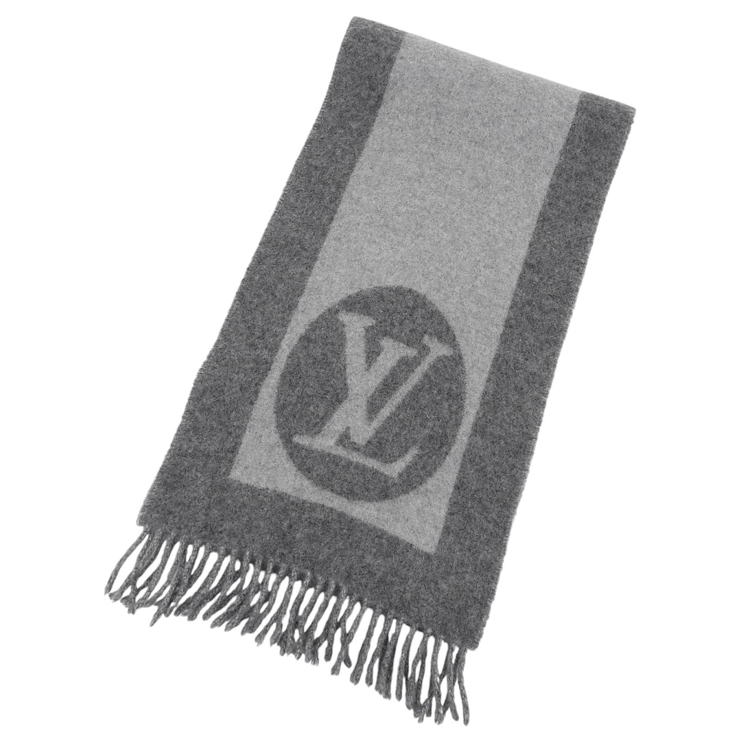 Great LOUIS VUITTON Scarf Echalpe Cardiff gray wool Women M70484
