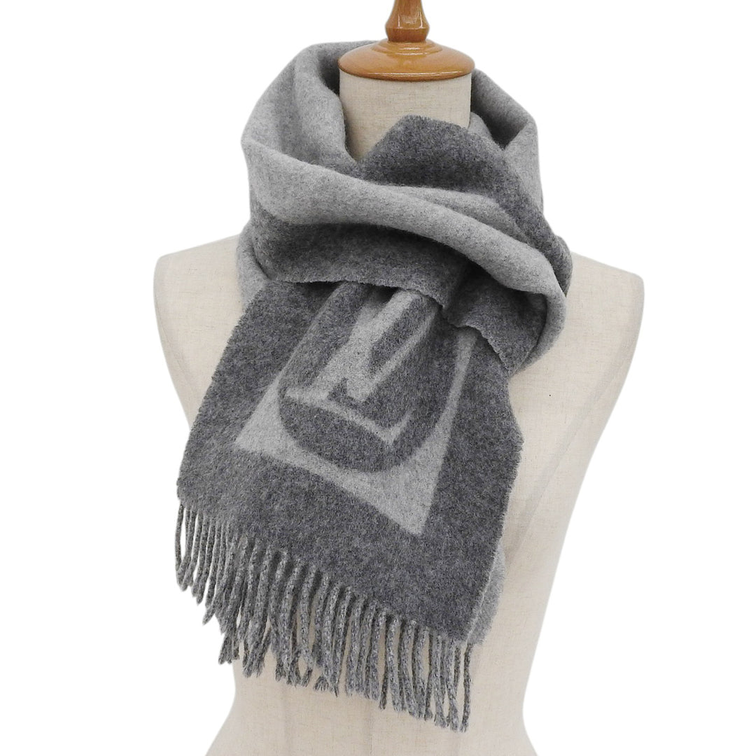 Great LOUIS VUITTON Scarf Echalpe Cardiff gray wool Women M70484