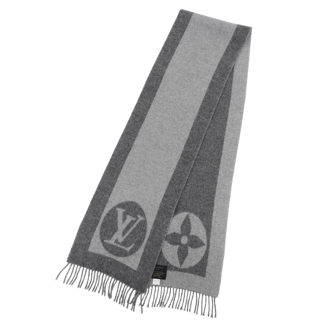 Great LOUIS VUITTON Scarf Echalpe Cardiff gray wool Women M70484