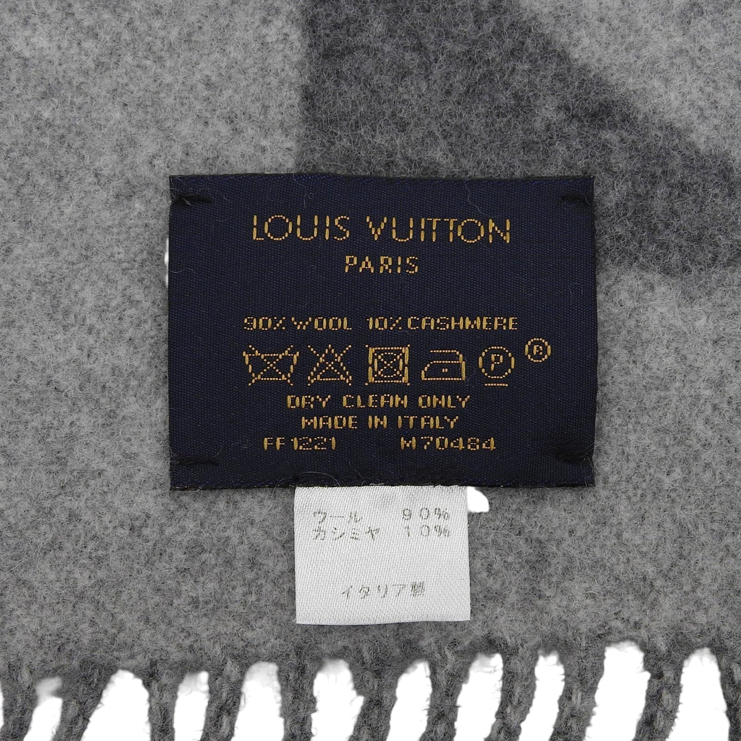 Great LOUIS VUITTON Scarf Echalpe Cardiff gray wool Women M70484